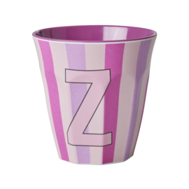 Melamine alfabet beker Letter Z - Streep roze | Rice