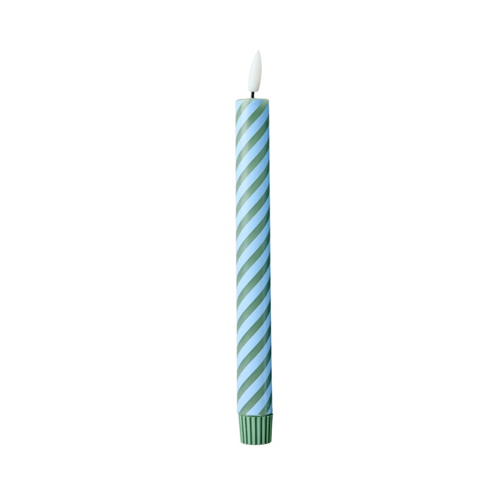 Led Kaars gestreept blauw/groen - Rice