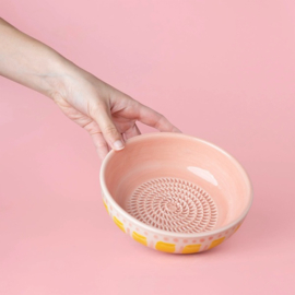Raspkom keramiek Geel/Roze medium - Tierra Cocida