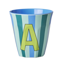 Melamine alfabet beker Letter A Streep blauw - Rice