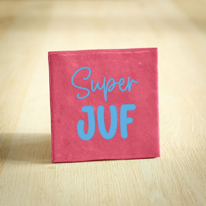 Tegeltje Superjuf - Donker roze