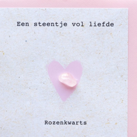 Dubbele kaart met envelop Steentje vol liefde - Rozenkwarts