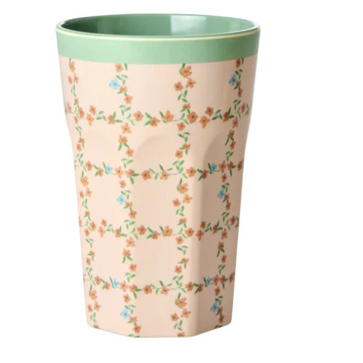 Hoge melamine beker Checkered Stencil print - Rice