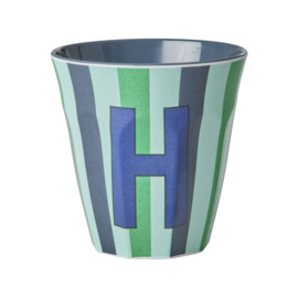 Melamine alfabet beker Letter H - Streep blauw | Rice