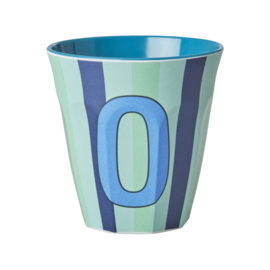 Melamine alfabet beker Letter O - Streep blauw | Rice