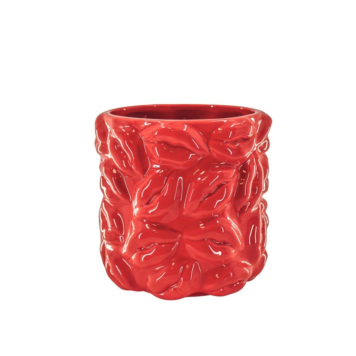 Bloempot/vaas Lippen rood