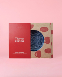 Raspkom keramiek Blauw gestreept medium - Tierra Cocida