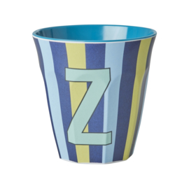 Melamine alfabet beker Letter Z - Streep blauw | Rice