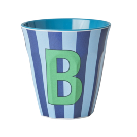 Melamine alfabet beker Letter B Streep blauw - Rice