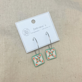 Oorbellen ringen met bedel Tegeltje - Zebranas