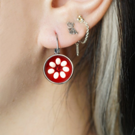 Oorbellen Red Daisy Dots