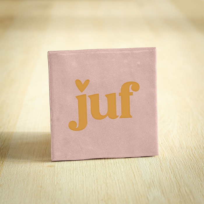 Tegeltje Juf hartje - Roze