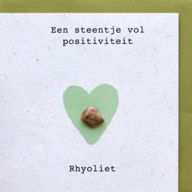 Dubbele kaart met envelop Een steentje vol positiviteit - Rhyoliet