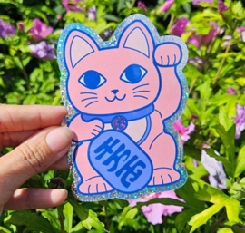 Sticker Glitter Lucky cat Maneki Neko