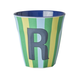 Melamine alfabet beker Letter R - Streep blauw | Rice