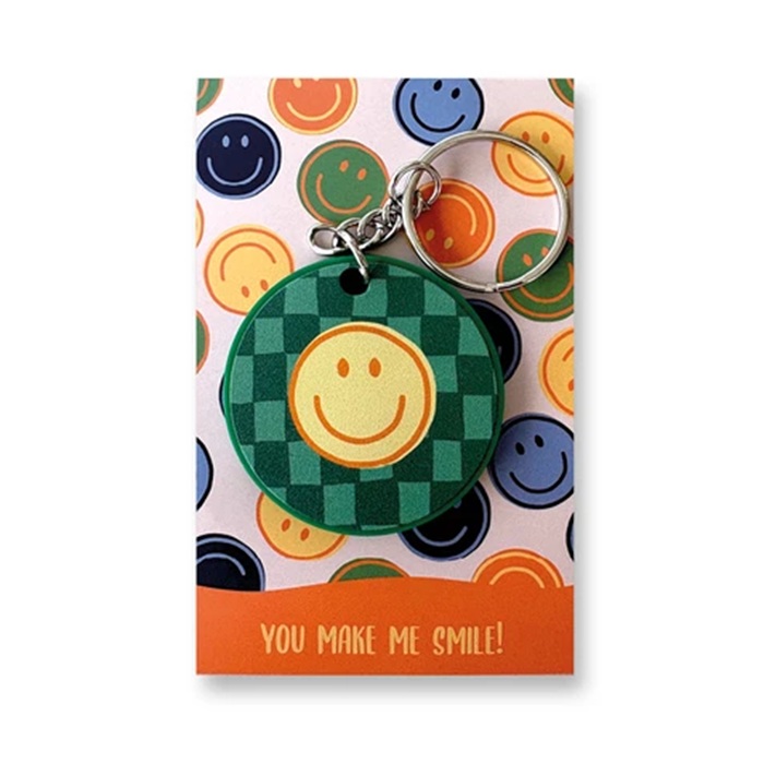 Sleutelhanger - Smiley geblokt
