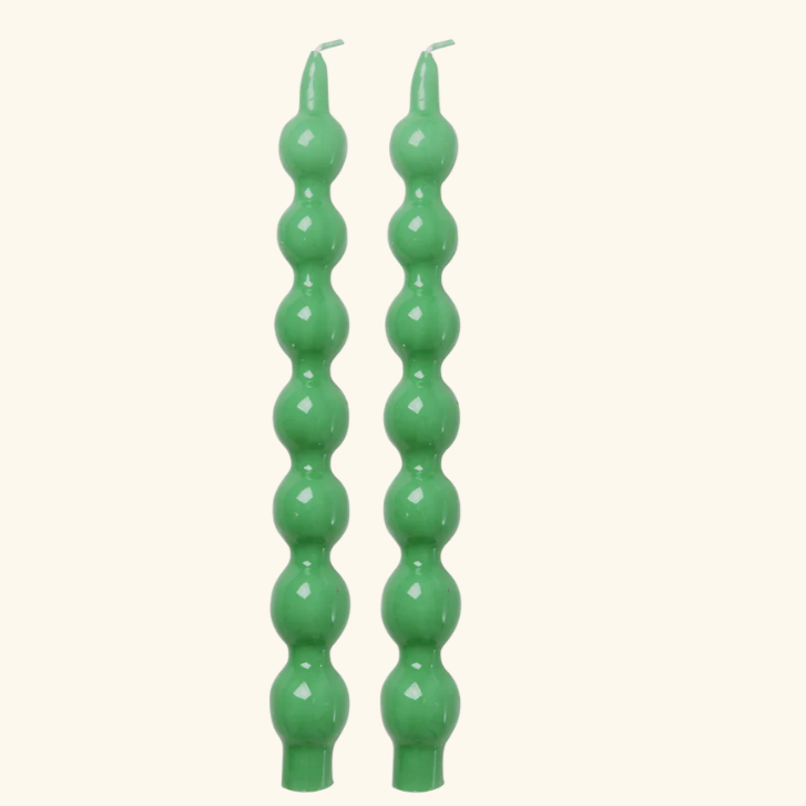 Set van 2 kaarsen Green & curved - Rice