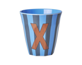 Melamine alfabet beker Letter X Streep blauw - Rice