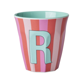 Melamine alfabet beker Letter R Streep roze - Rice