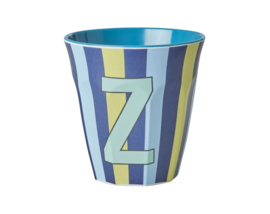 Melamine alfabet beker Letter Z Streep blauw - Rice