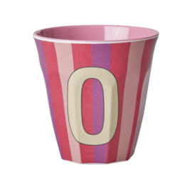 Melamine alfabet beker Letter O - Streep roze | Rice