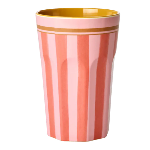 Hoge melamine beker Organic Stripes - Rice