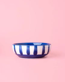 Raspkom keramiek Blauw gestreept medium - Tierra Cocida