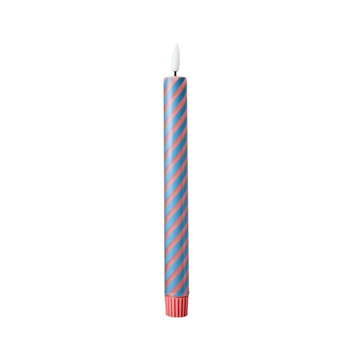 Led Kaars gestreept rood/blauw - Rice