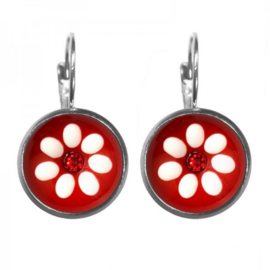 Oorbellen Red Daisy Dots