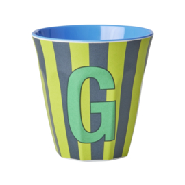 Melamine alfabet beker Letter G Streep blauw - Rice