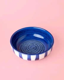 Raspkom keramiek Blauw gestreept medium - Tierra Cocida