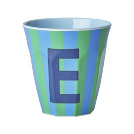 Melamine alfabet beker Letter E Streep blauw - Rice