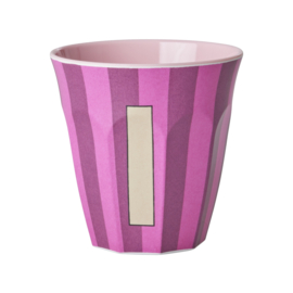 Melamine alfabet beker Letter I - Streep roze | Rice