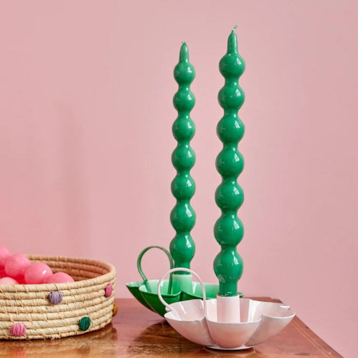 Set 2 Curved candles Green - Rice