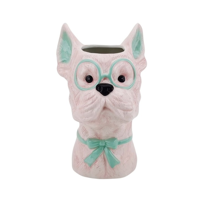 Vaas hond bril mintgroen roze - Housevitamin