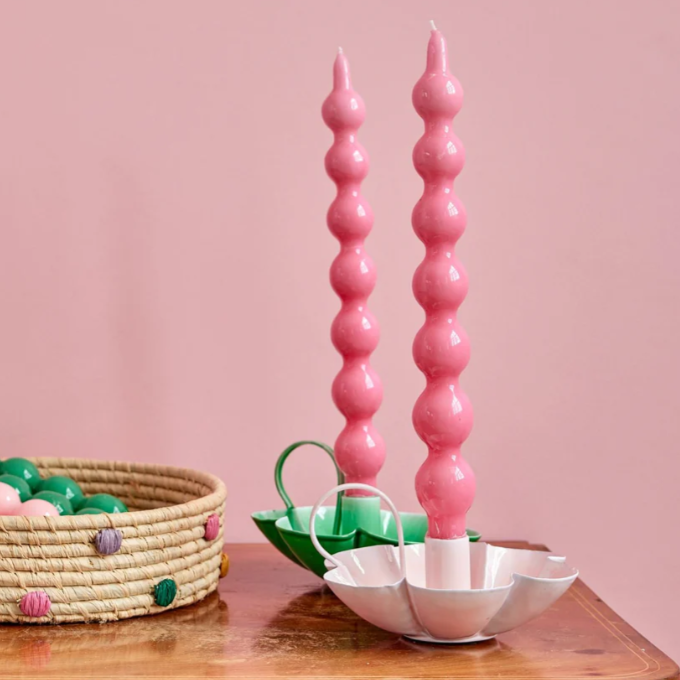 Set van 2 kaarsen Pink & curved - Rice