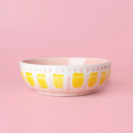 Raspkom keramiek Geel/Roze medium - Tierra Cocida