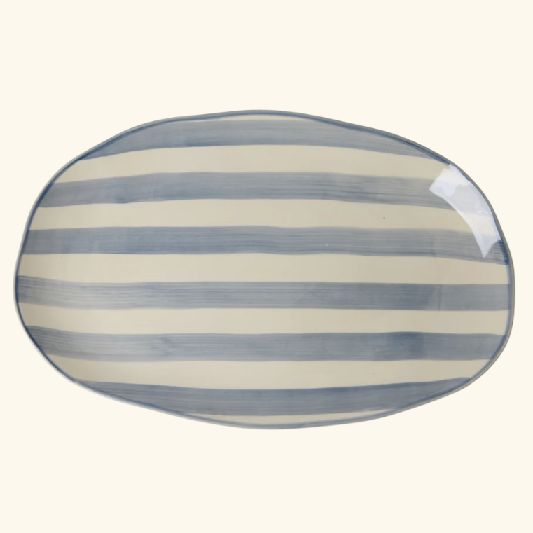 Keramieken Serveerbord Blue stripes - Rice