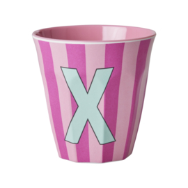 Melamine alfabet beker Letter X - Streep roze | Rice