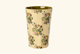 Hoge melamine beker Retro bouquet print - Rice