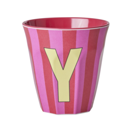 Melamine alfabet beker Letter Y - Streep roze | Rice