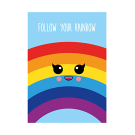 Postkaart Follow your rainbow