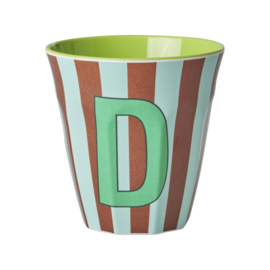 Melamine alfabet beker Letter D - Streep blauw | rice