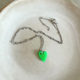 Ketting zilver Hartje groen - vanMauZ