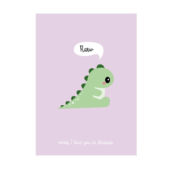 Postkaart Rarw dinosaur