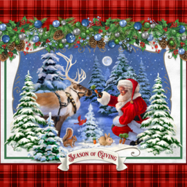 Santa and Reindeer Panel - Red