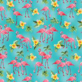 Flamingo Paradise - Teal