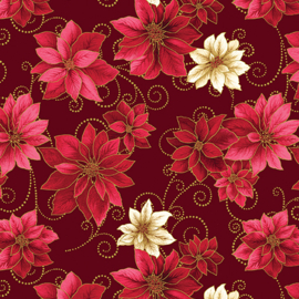 Poinsettia Scroll Red