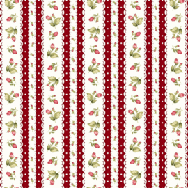 Tiny Roses with stripes red on white
