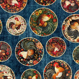 Rooster Medallions - navy